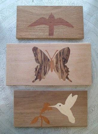 I began to get interested in marquetry and tried out a few test pieces to see how difficult it would be - these are the first three.